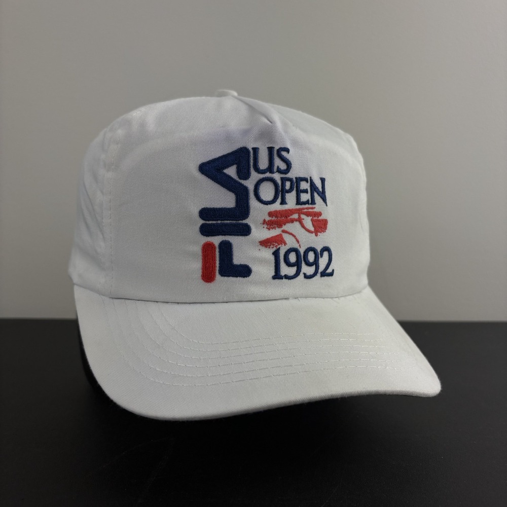 Vintage 90s 80s Fila US Open 1992 Snapback Hat White Tennis Tournament Cap